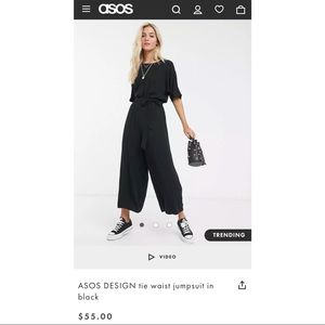 ASOS DESIGN Tie Waist Jumpsuit in Black